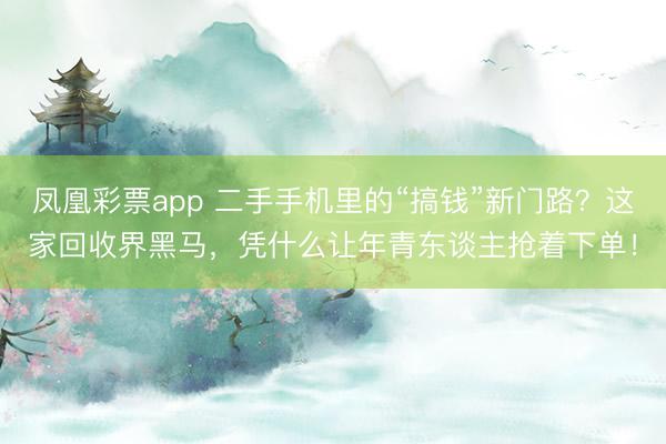 凤凰彩票app 二手手机里的“搞钱”新门路？这家回收界黑马，凭什么让年青东谈主抢着下单！