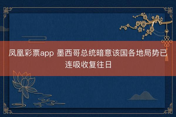 凤凰彩票app 墨西哥总统暗意该国各地局势已连吸收复往日