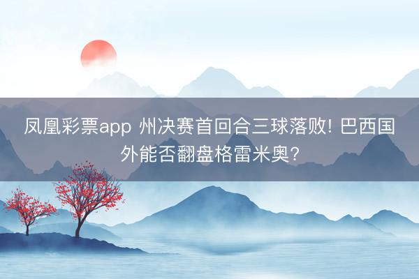 凤凰彩票app 州决赛首回合三球落败! 巴西国外能否翻盘格雷米奥?